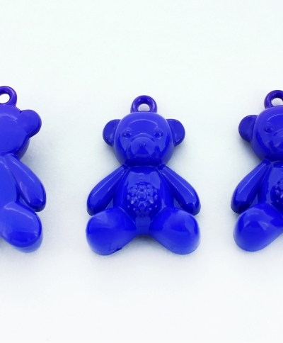 OPAQUE PLASTIC BEADS - BEAR 02 - 11x34x23mm BLUE С33 - PACKAGE 500g Hole-2.0mm (130pcs.)