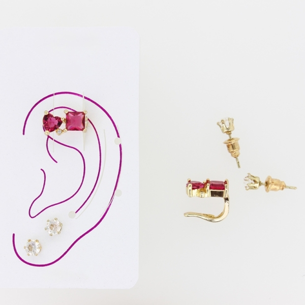 JEWELRY - EAR CUFF - ZIRCON Е330 - GOLD-CYCLAMEN (DARK) - 1 pair