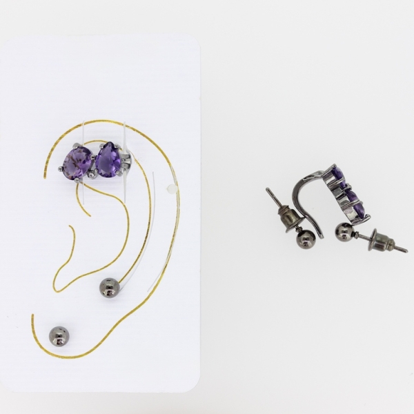 JEWELRY - EAR CUFF - ZIRCON Е332 - OXIDIZED-PURPLE (DARK) - 1 pair