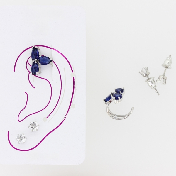 JEWELRY - EAR CUFF - ZIRCON Е334 - NICKEL-BLUE (DARK) - 1 pair