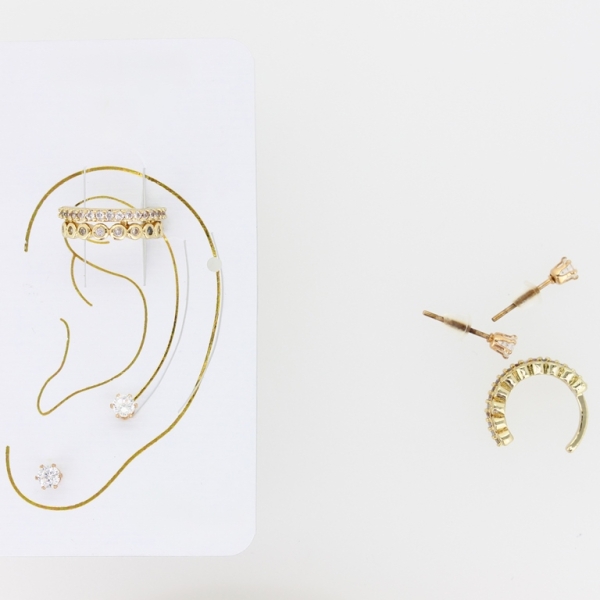 JEWELRY - EAR CUFF - ZIRCON Е337 - GOLD-WHITE - 1 pair