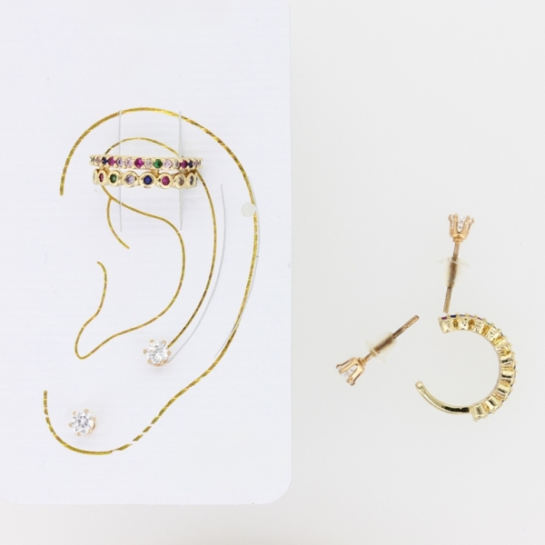 JEWELRY - EAR CUFF - ZIRCON Е337 - GOLD-MIX - 1 pair