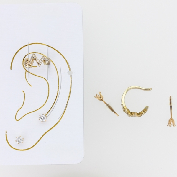 JEWELRY - EAR CUFF - ZIRCON Е338 - GOLD-WHITE - 1 pair