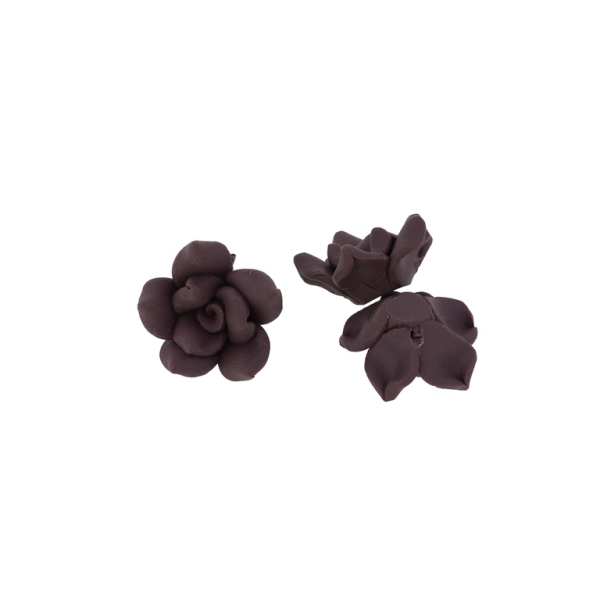 POLYMER CLAY FIMO BEADS - ROSE 01 MONOCHROME - 20x11mm BORDEAUX (LIGHT) 60 - PACKAGE 100pcs. Hole-2.0mm