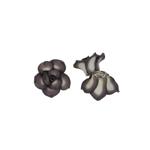 POLYMER CLAY FIMO BEADS - ROSE 01 MULTICOLORED - 25x12mm CHAMPAGNE-ROSE DUST-GRAY (DARK) 62 - 10pcs. Hole-2.0mm