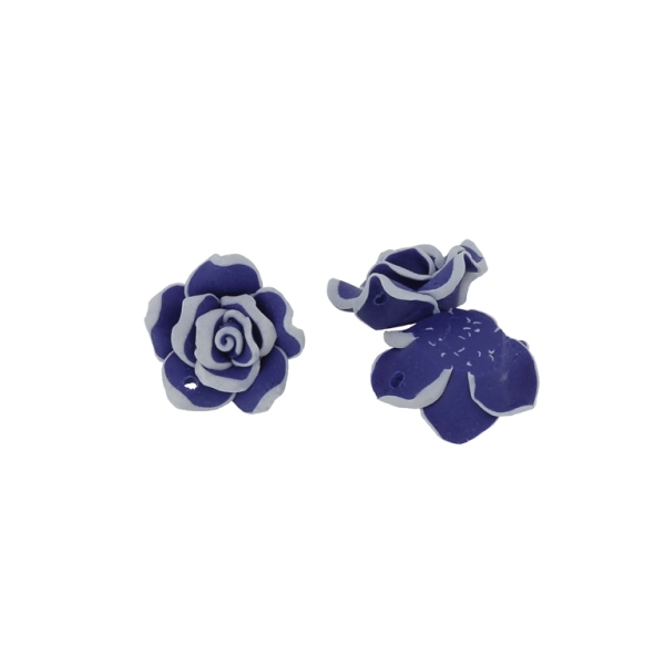 POLYMER CLAY FIMO BEADS - ROSE 02 EDGE - 20x10mm BLUE (DARK) AND BLUE (LIGHT) 92 - PACKAGE 100pcs. Hole-2.0mm