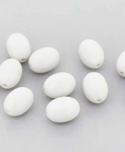 OPAQUE PLASTIC BEADS - OVAL - 12x9mm WHITE С01 - PACKAGE 500g Hole-2.0mm (850pcs.)