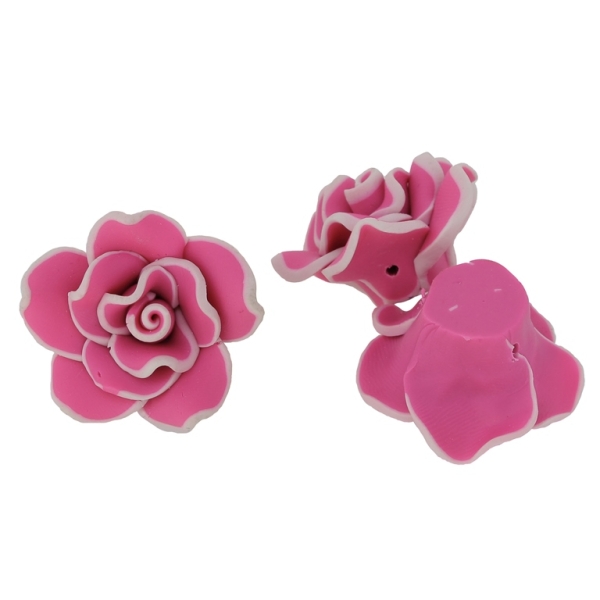 POLYMER CLAY FIMO BEADS - ROSE 02 EDGE - 30x15mm PINK ELECTRICAL AND PINK (LIGHT) 103 - PACKAGE 70pcs. Hole-2.0mm