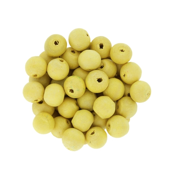 WOODEN BEADS - BALL SHAPED - 9x10mm YELLOW (LIGHT) (MATTE) А08 - 50g (162pcs.) Hole-3.0mm