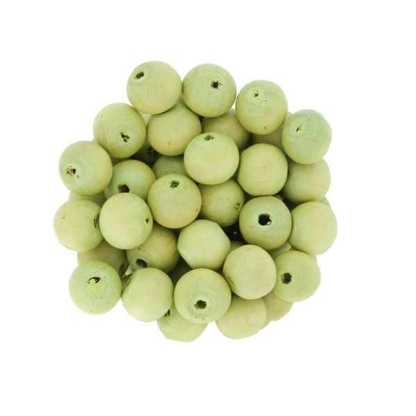 WOODEN BEADS - BALL SHAPED - 9x10mm GREEN (LIGHT) (MATTE) А07- 50g (178pcs.) Hole-3.0mm