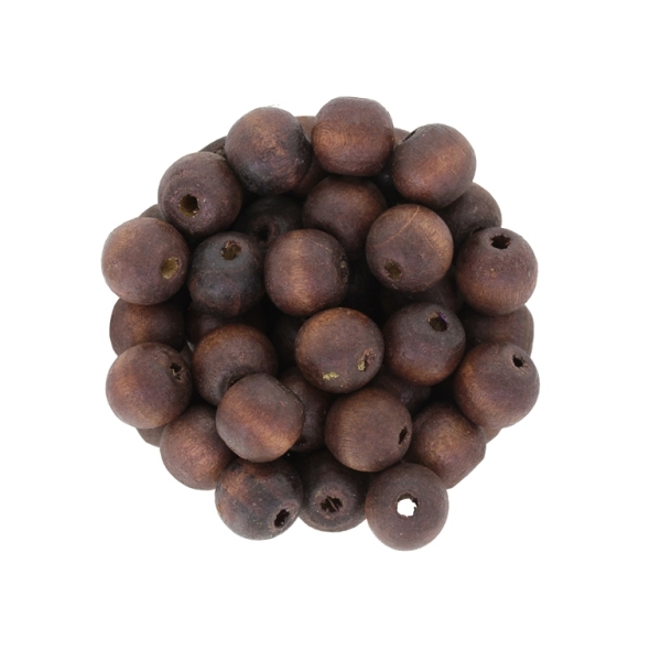 WOODEN BEADS - BALL SHAPED - 9x10mm BROWN (DARK) (MATTE) А19 - 50g (178pcs.) Hole-3.0mm