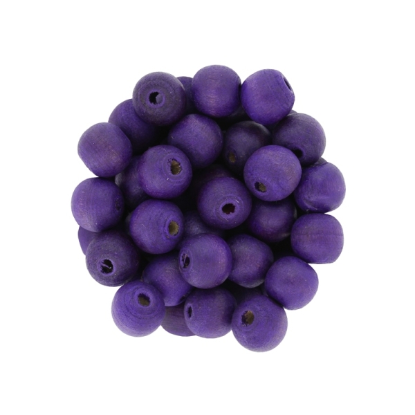 WOODEN BEADS - BALL SHAPED - 9x10mm PURPLE (DARK) (MATTE) А18 - 50g (177pcs.) Hole-3.0mm