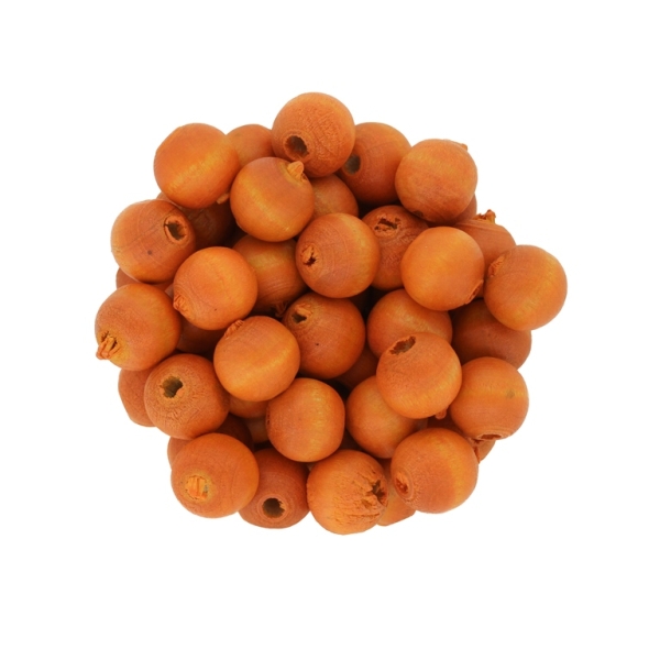 WOODEN BEADS - BALL SHAPED - 9x10mm ORANGE (MATTE) #А11 - 50g (162pcs.) Hole-3.0mm