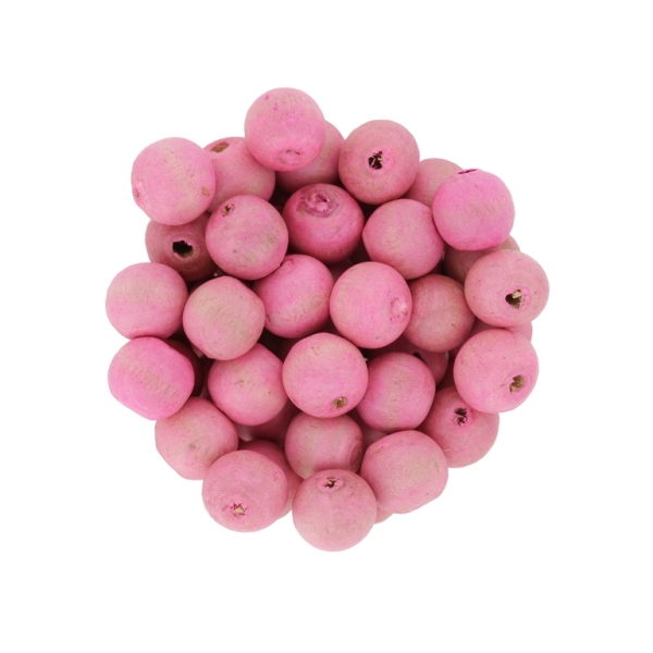 WOODEN BEADS - BALL SHAPED - 9x10mm PINK (LIGHT) (MATTE) А13 - PACKAGE 500g (1620pcs.) Hole-3.0mm