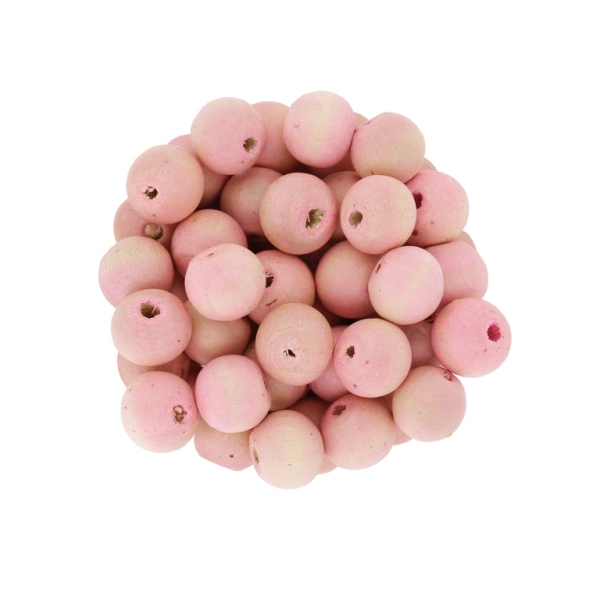 WOODEN BEADS - BALL SHAPED - 9x10mm PINK (LIGHT) (MATTE) А12 - 50g (178pcs.) Hole-3.0mm