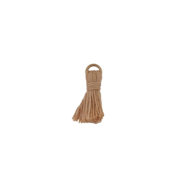 TEXTILE BEADS - TASSEL COTTON - 1.5cm BROWN (LIGHT) 253 - PACKAGE 100pcs.