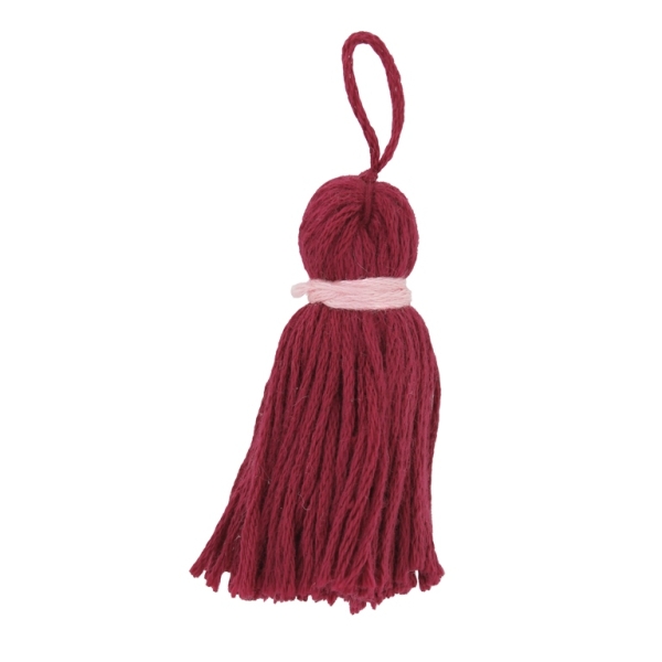 TEXTILE BEADS - TASSEL COTTON - 5.0cm BORDEAUX-PINK (LIGHT) 161 - PACKAGE 50pcs.