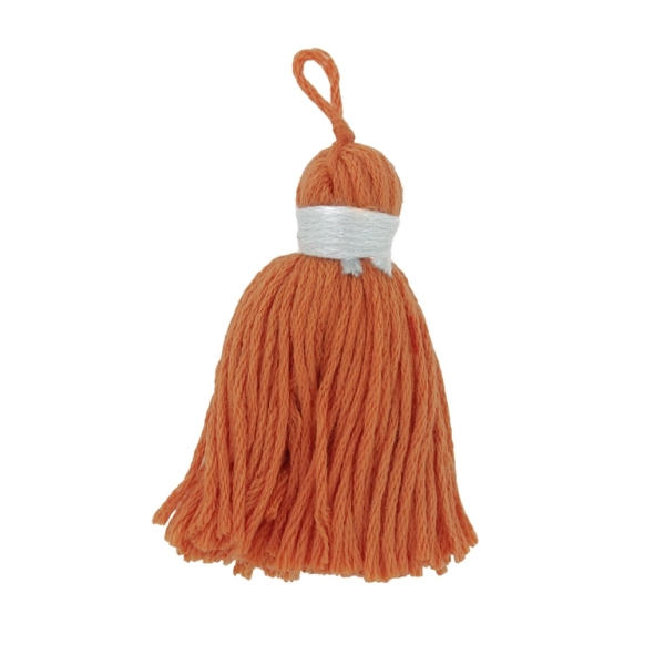 TEXTILE BEADS - TASSEL COTTON - 5.0cm ORANGE-GRAY (LIGHT) 159 - PACKAGE 50pcs.