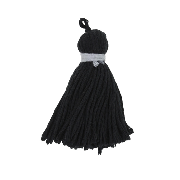 TEXTILE BEADS - TASSEL COTTON - 5.0cm BLACK-GRAY 165 - PACKAGE 50pcs.