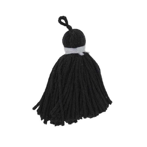 TEXTILE BEADS - TASSEL COTTON - 5.0cm BLACK-GRAY 165 - 5pcs.