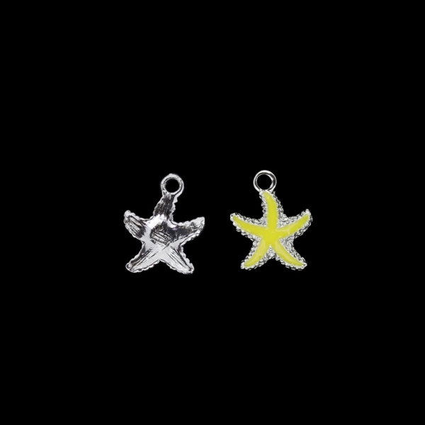 METAL BEADS WITH ENAMEL - UV - PENDANT - STARFISH 05 - 14x18x3mm NICKEL AND YELLOW - PACKAGE 40pcs. Hole-2.5mm