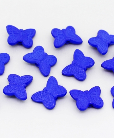 OPAQUE PLASTIC BEADS - BUTTERFLY 05 - RELIEF 11x14x4mm BLUE С33 - PACKAGE 500g Hole-2.0mm (1800pcs.)