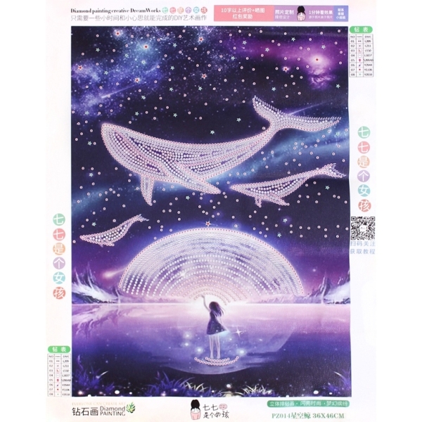 DO IT YOURSELF - TAPESTRY - DIAMOND - GIRL AND WHALES PZ014 - 36x46cm - 1pc.