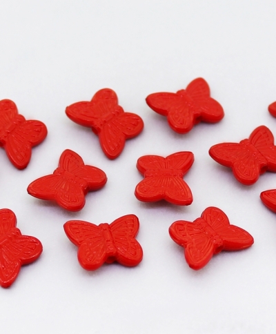 OPAQUE PLASTIC BEADS - BUTTERFLY 05 - RELIEF 11x14x4mm RED С07 - PACKAGE 500g Hole-2.0mm (1800pcs.)