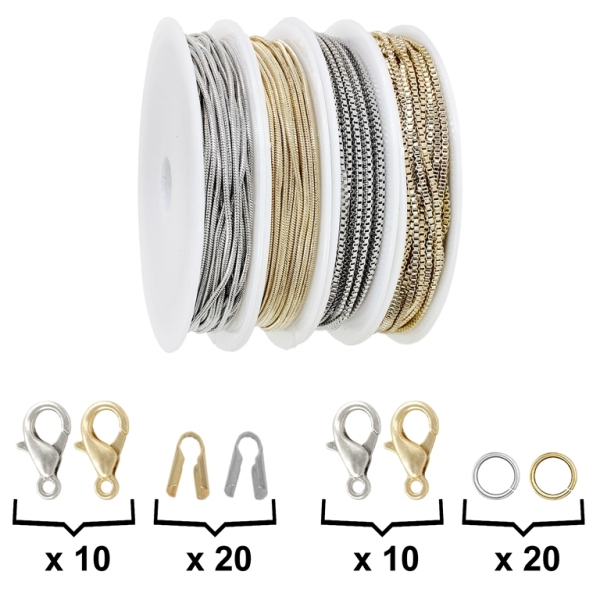 METAL CHAIN SET - MIXED MODELS - MIXED COLORS - PACKAGE (4 rolls)