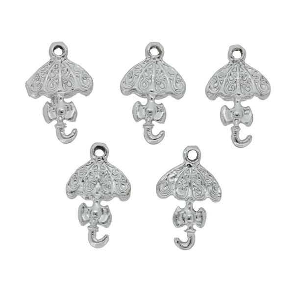 METAL BEADS - PENDANT - UMBRELLA 02 - 13x20x1.5mm SILVER - PACKAGE 40pcs. Hole-1.6mm