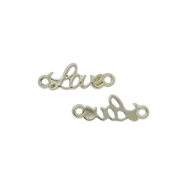 METAL BEADS - CONNECTING ELEMENT - 2 HOLES - LOVE 01 - 8x23x2mm GOLD - PACKAGE 30pcs. Hole-1.8mm