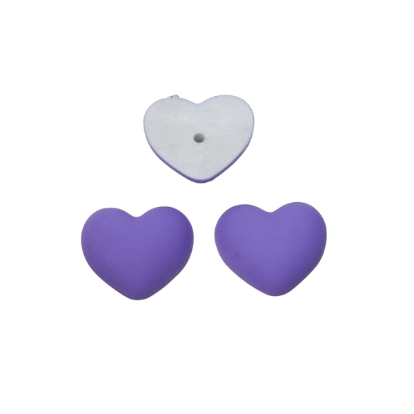 PLASTIC BEADS - RESIN 3D - FOR GLUING - HEART 15 - 20x17x7мм PURPLE - PACKAGE 40pcs.