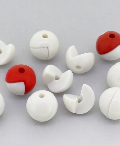 OPAQUE PLASTIC BEADS - PUZZLE 01 - BALL 12mm WHITE С01 - PACKAGE 500g Hole-2.5mm (1980pcs.)