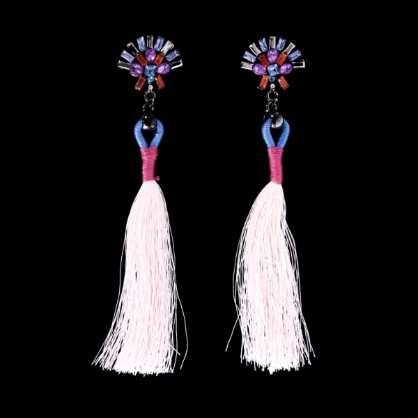 JEWELRY - EARRINGS - SCREW - TASSLES - Е351 - OXIDIZED-PINK (LIGHT) - 1 pair