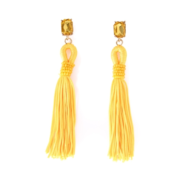 JEWELRY - EARRINGS - SCREW - TASSLES - Е353 - GOLD-ORANGE (LIGHT) - 1 pair