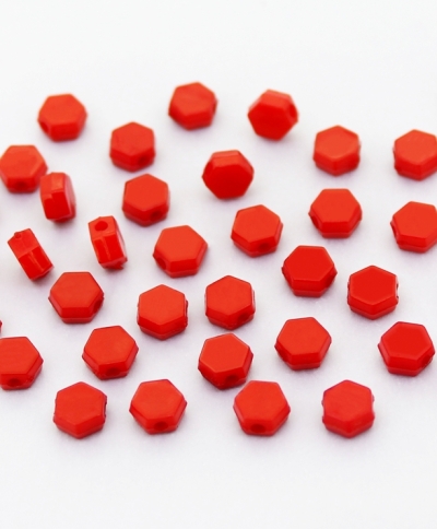 OPAQUE PLASTIC BEADS - HEXAGON - 6x3mm RED С07 - 50g Hole-1.5mm (480pcs.)