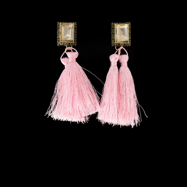 JEWELRY - EARRINGS - SCREW - TASSLES - Е358 - GOLD-PINK (LIGHT) - 1 pair