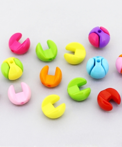 OPAQUE PLASTIC BEADS - PUZZLE 02 - BALL 11mm MIX - 50g Hole-1.8mm (135pcs.)