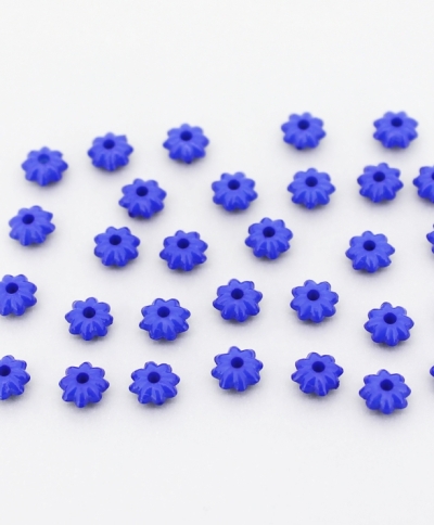 OPAQUE PLASTIC BEADS - WASHER FLOWER - 3x6mm BLUE С33 - 50g Hole-1.5mm (810pcs.)