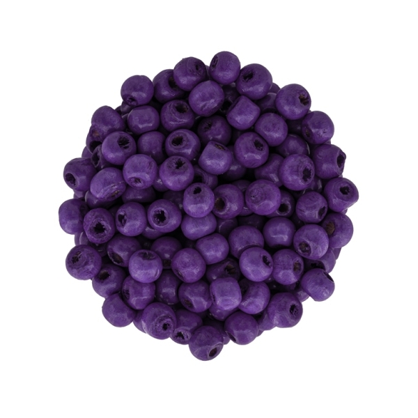 WOODEN BEADS - BALL SHAPED - 5x7mm PURPLE - PACKAGE 500g Hole-2.0mm (7000pcs.)