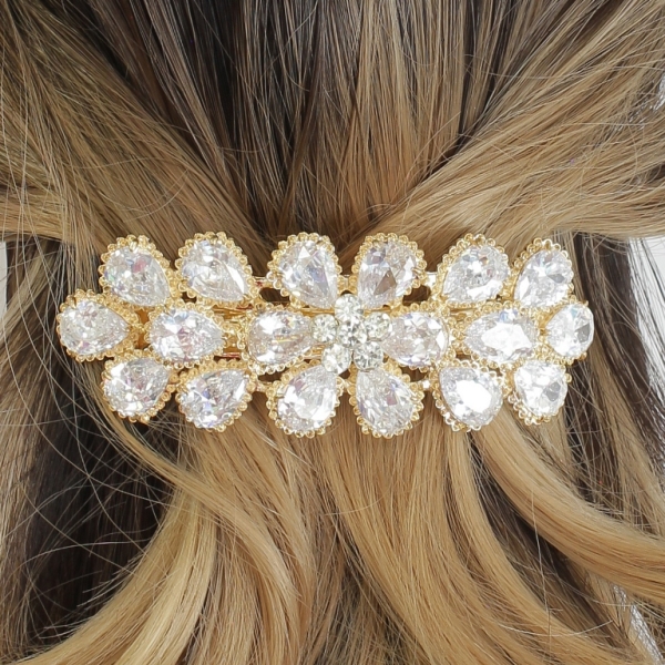 JEWELRY - HAIR BRACKET WITH ZIRCON - MODEL 01 - 12.5x4x3cm GOLD AND WHITE WITH WHITE - 1pc.