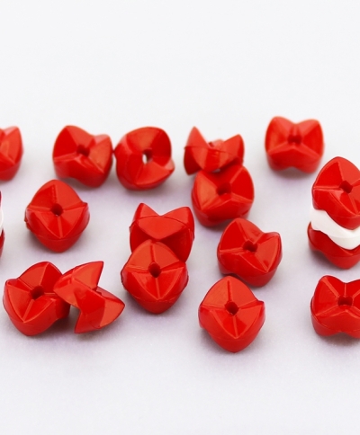 OPAQUE PLASTIC BEADS - PUZZLE 03 - ZIGZAG 7x9.5mm RED С07 - PACKAGE 500g Hole-1.8mm (1720pcs.)