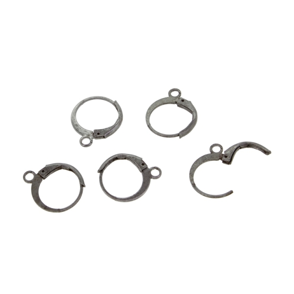 METAL ELEMENTS - EARRING FINDINGS - FRENCH LEVERBACK - CIRCLE 01 - 15x13mm OXIDIZED - 20pcs. Hole-2.2mm