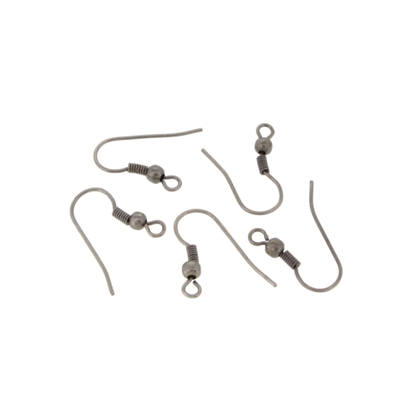 METAL ELEMENTS - EARRING FINDINGS - WIRE HOOK - 15x17x2mm OXIDIZED (МАТ) - 100pcs. Hole-2.2mm