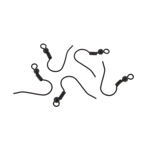 METAL ELEMENTS - EARRING FINDINGS - WIRE HOOK - 15x17x2mm BLACK - 100pcs. Hole-2.2mm