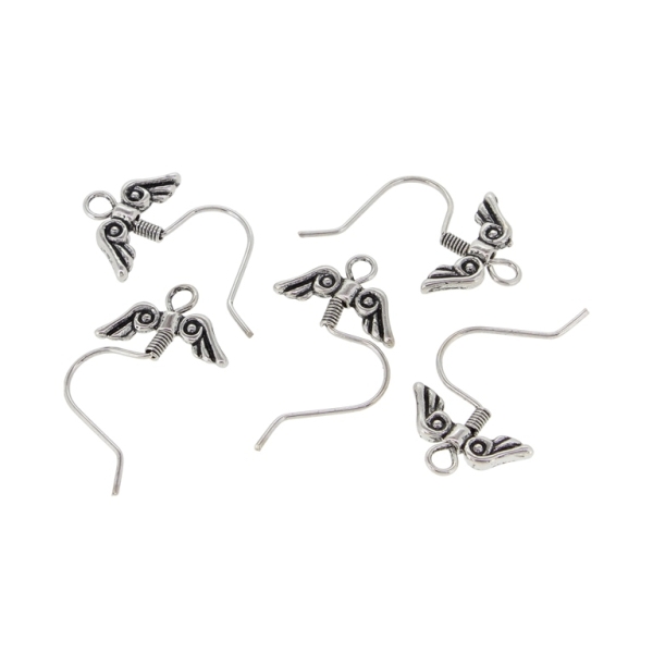 METAL ELEMENTS - EARRING FINDINGS - WIRE HOOK 03 - BRASS - 15x25x3mm NICKEL COLOR - 50pcs. Hole-2.2mm