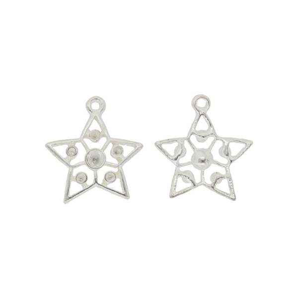 METAL BEADS - PENDANT - STAR 11 - 21x23x3mm SILVER - PACKAGE 50pcs. Hole-1.6mm