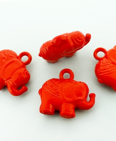 OPAQUE PLASTIC BEADS - ELEPHANT - 10x35x31mm RED С07 - PACKAGE 500g Hole-4.5mm (85pcs.)