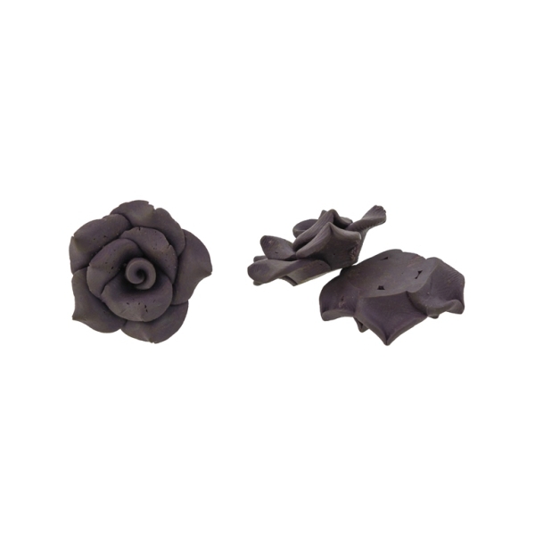 POLYMER CLAY FIMO BEADS - ROSE 01 MONOCHROME - 26x11mm PURPLE (DARK) 20 - 10pcs. Hole-2.0mm