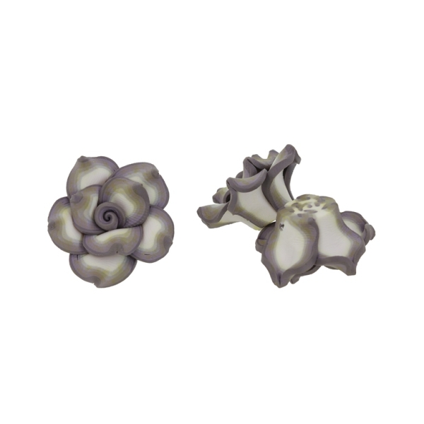 POLYMER CLAY FIMO BEADS - ROSE 01 MULTICOLORED - 25x14mm CHAMPAGNE-GRAY-GRAY (DARK) 57 - PACKAGE 100pcs. Hole-2.0mm